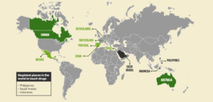 Map of marijuana legality in rest of world